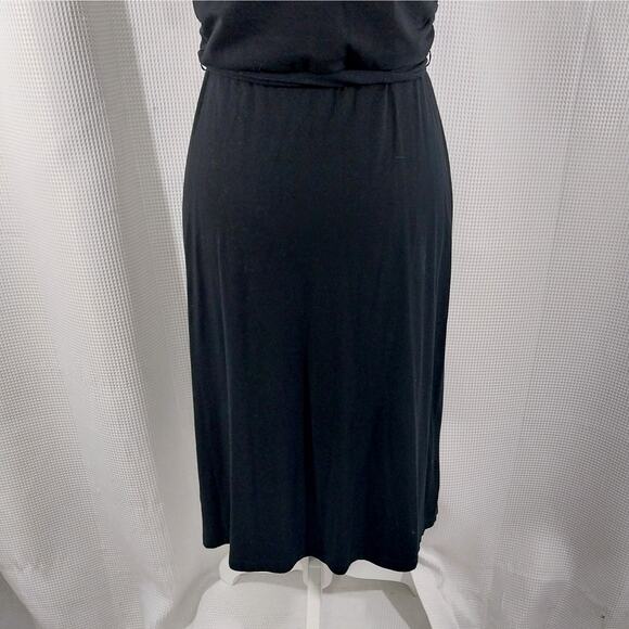 TALBOTS PETITES! BLACK JERSEY KNIT BELTED WAIST, CRISS-CROSS BODICE DRESS! SZ SP - Picture 8 of 11